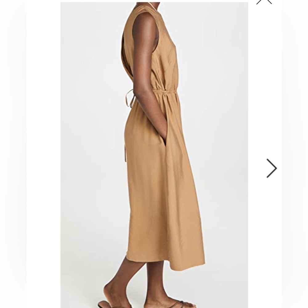 VINCE Cross-back Sleeveless Midi dress Caramel Brown M Size Medium New With Tags - Picture 13 of 16